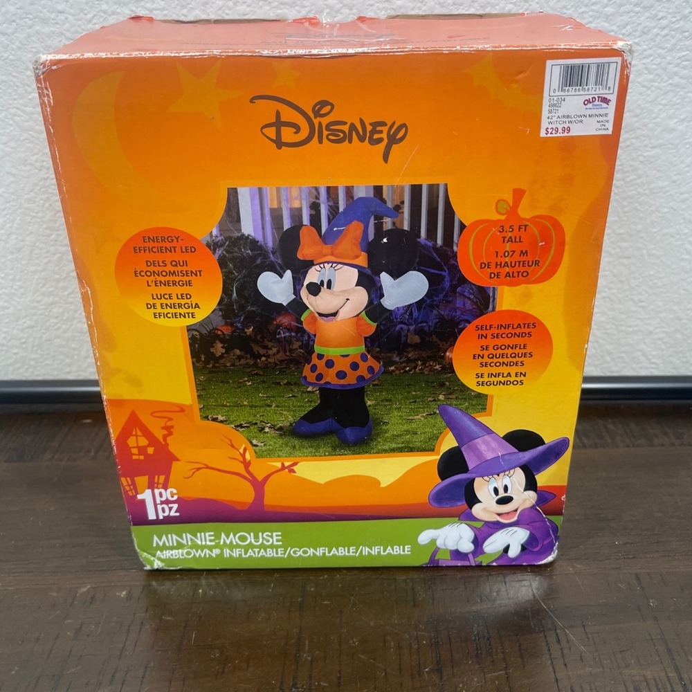 Disney Minnie Mouse Halloween Airblown Inflatable 3.5ft Witch LED Gemmy 58721